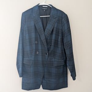 Women's Navy Plaid Blazer